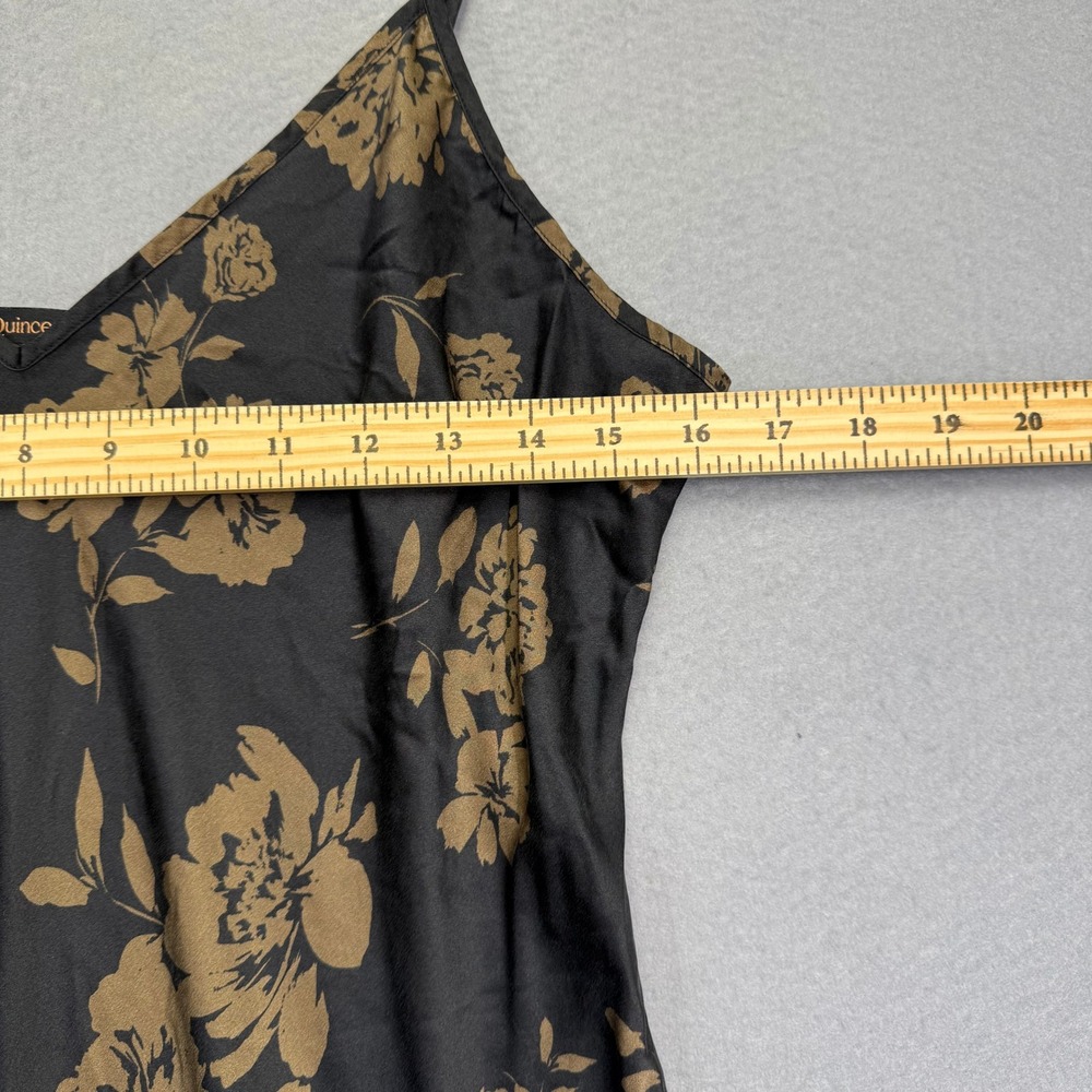 Quince 100% Washable Silk Slip Dress XL Caper Eclipse Floral V-Neck Midi LB73834 - Picture 4 of 11